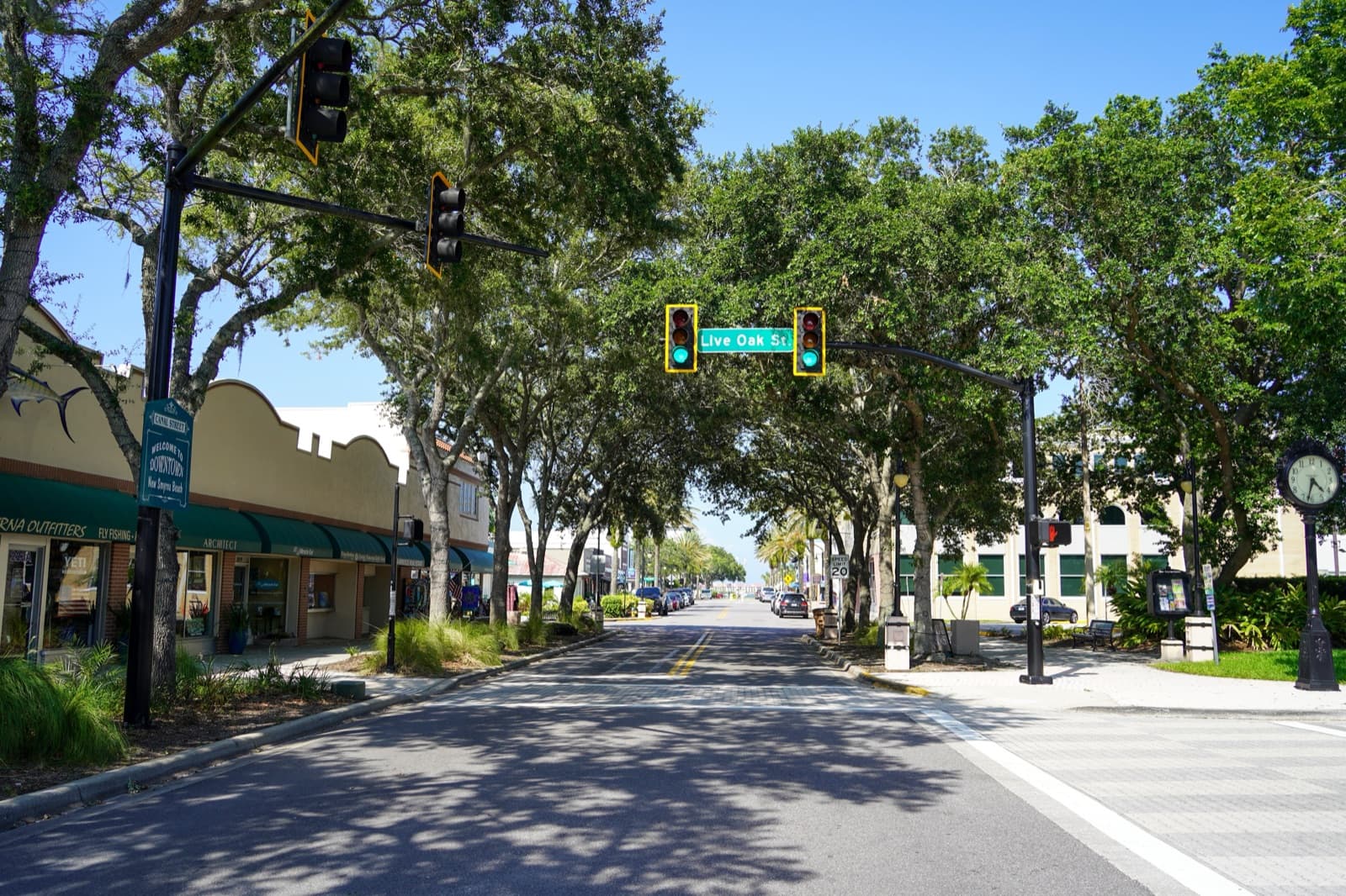 Intersection in historic downtown New Smyrna Beach along Canal Street